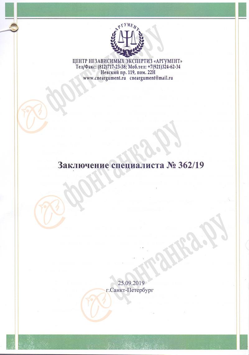 Скан первой страницы заключения специалиста